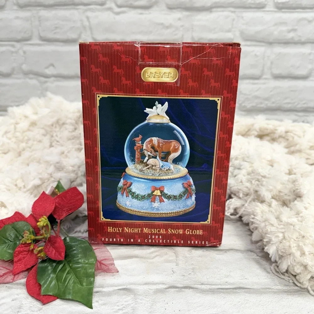 Vtg Breyer Holy Night Holiday Musical Snow Globe '06 #4 In Series-Retired 700226